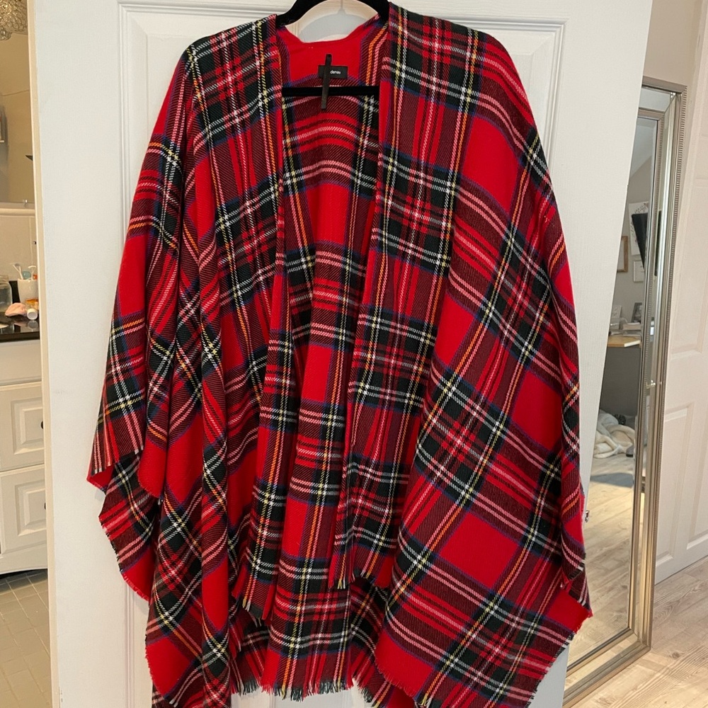 Red plaid poncho
